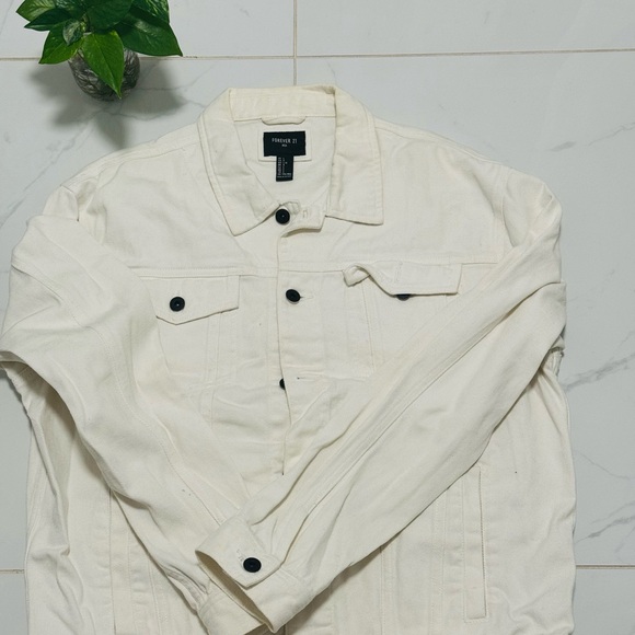 Forever 21 Men's White Denim Jacket - Picture 1 of 3